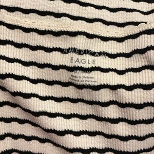 American Eagle Outfitters Black and White Striped Crop Top